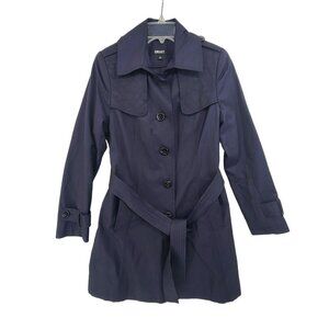 DKNY Women's Button Front Trench Coat Rain Coat  Dark Blue Size XS